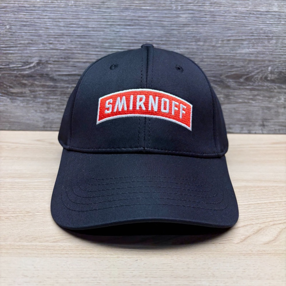 Smirnoff Vodka Hat Cap Strap Back Black Red Logo Number 21 Alcohol Promo Mens